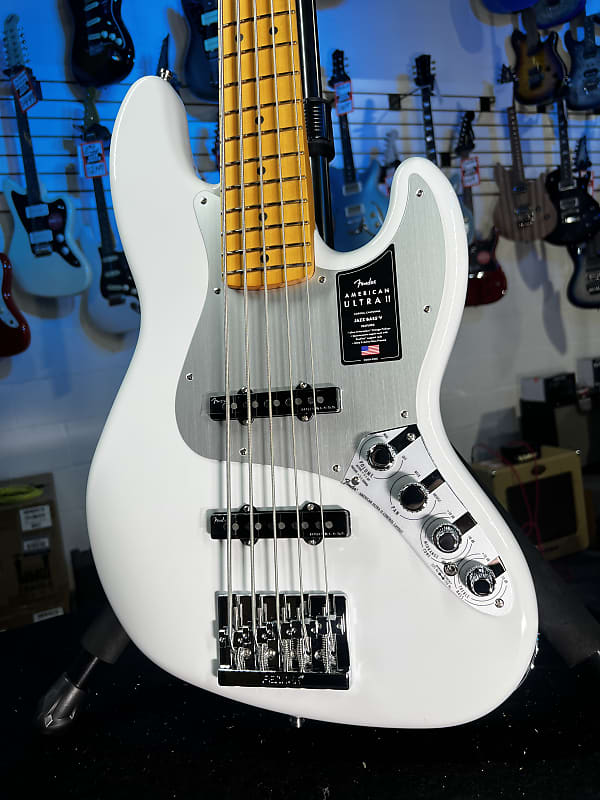 Fender American Ultra II Jazz Bass V - Avalanche, Maple Fingerboard Auth Deal Free Ship! 037 GET PLEK’D!