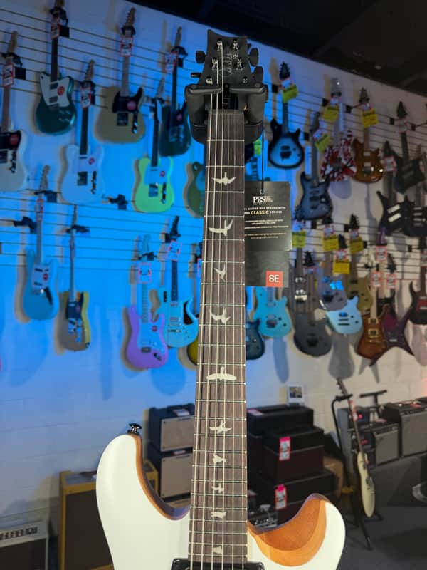 PRS SE CE 24 Satin - Flat White Top, C&M Exclusive - Black / Smoked Hardware, Free Plek & Setup # 514