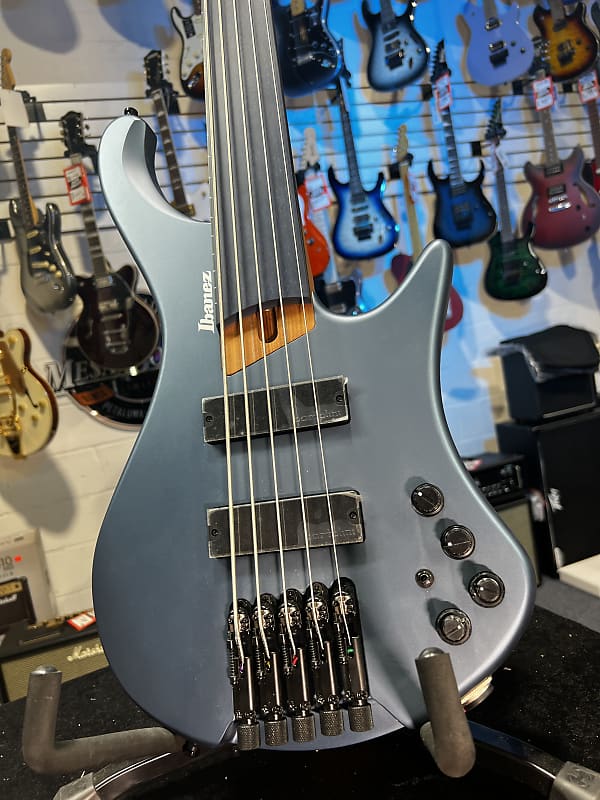 Ibanez Standard EHB1005F Fretless 5-string Bass Guitar - Arctic Ocean Matte 798 GET PLEK'D