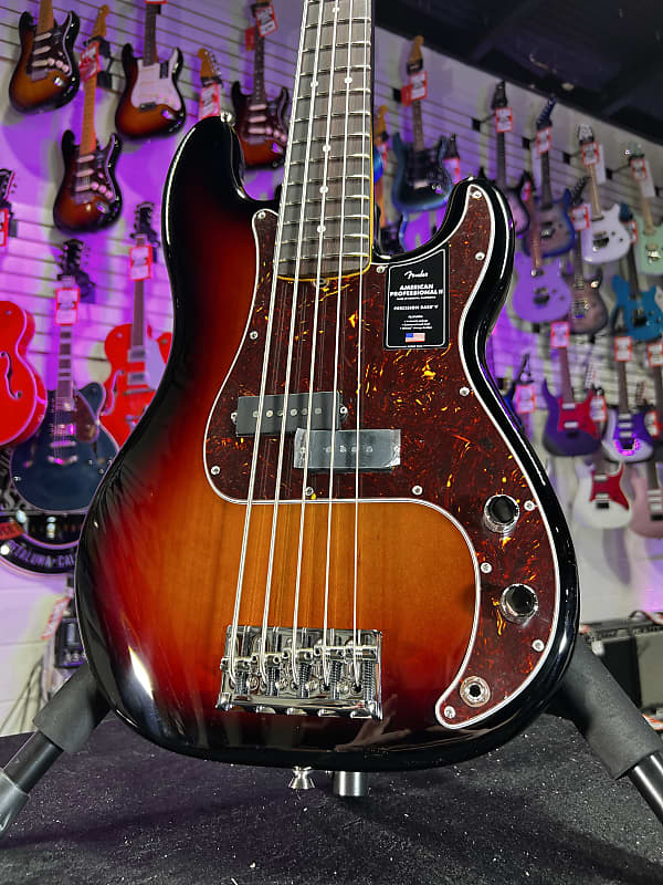 Fender American Professional II Precision Bass V - 3-color Sunburst with Rosewood Fingerboard Auth Dealer Free Ship! 608 *FREE PLEK WITH PURCHASE*!