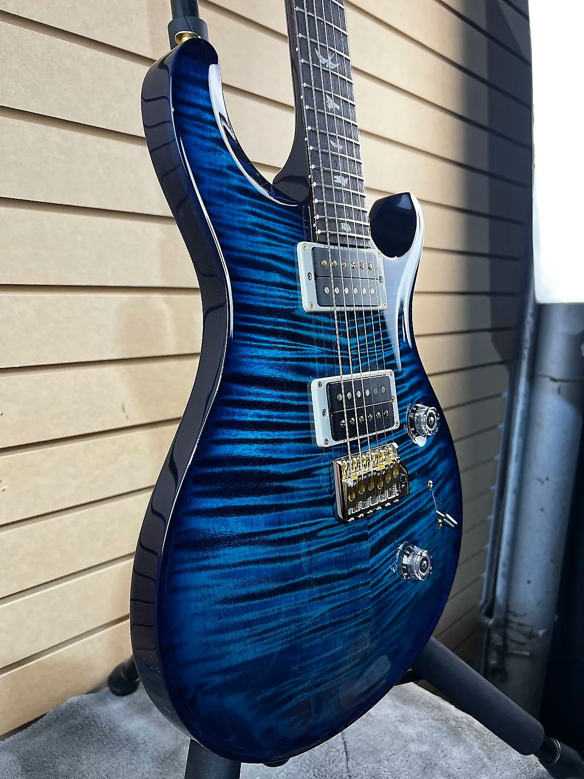 Custom 24 Electric Guitar with Pattern Thin Neck - River Blue 10-Top #930