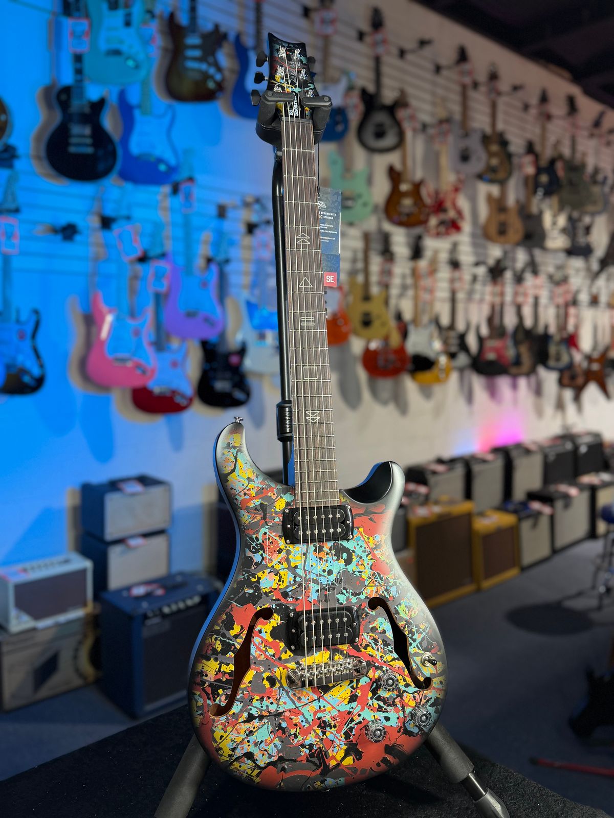 PRS SE Ed Sheeran Hollowbody I Piezo Baritone, Cosmic Splash, Gig Bag, Free PLEK! 753