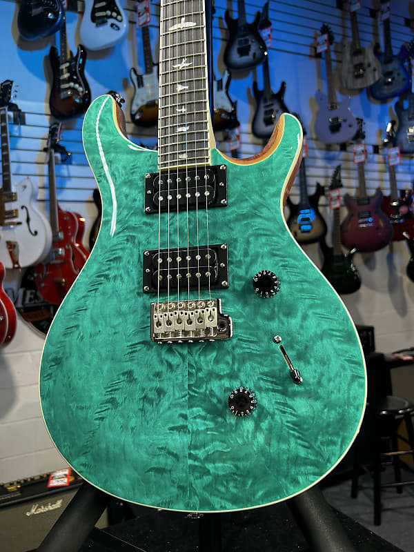 PRS SE Custom 24 Quilt Electric Guitar - Turquoise Auth Deal Free Ship! 241 GET PLEK’D!