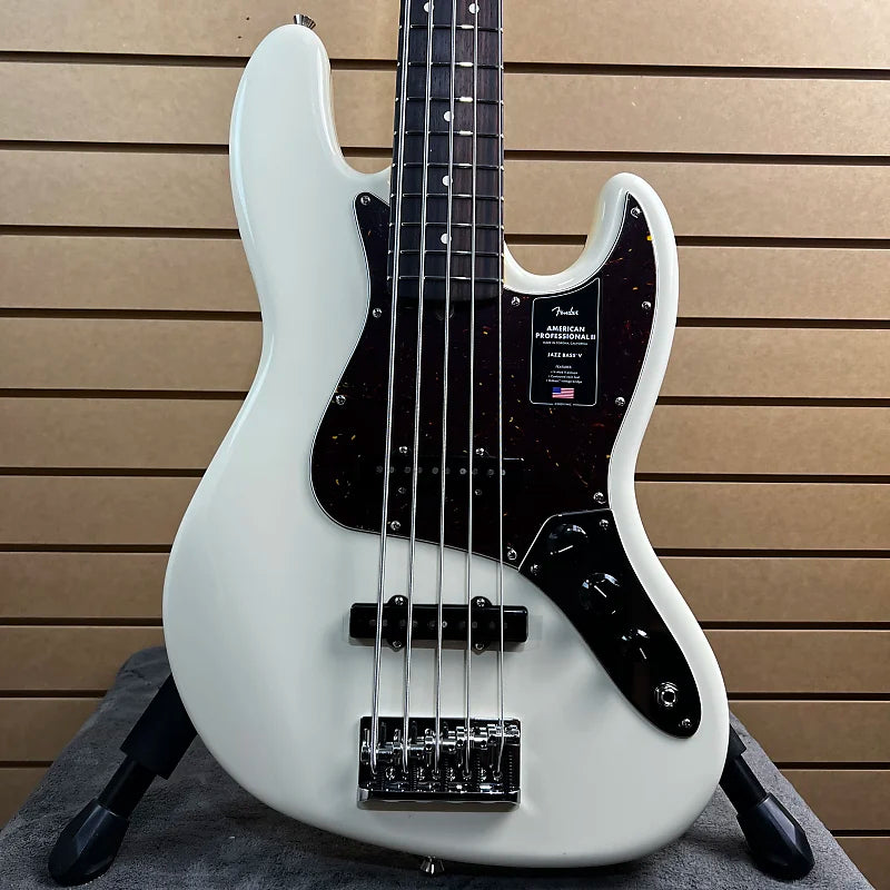 American Professional II Jazz Bass V - Olympic White w/Rosewood Fingerboard #676