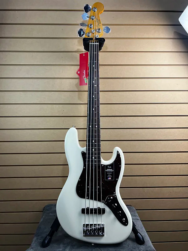 American Professional II Jazz Bass V - Olympic White w/Rosewood Fingerboard #676