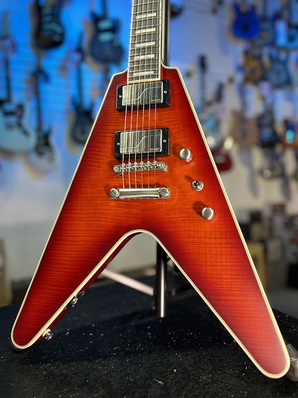 Epiphone Flying V Prophecy Electric Guitar - Aged Bengal Tiger Burst Auth Deal Free Ship! 319 GET PLEK’D!