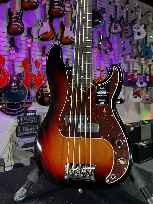 Fender American Professional II Precision Bass V - 3-color Sunburst with Rosewood Fingerboard Auth Dealer Free Ship! 608 *FREE PLEK WITH PURCHASE*!