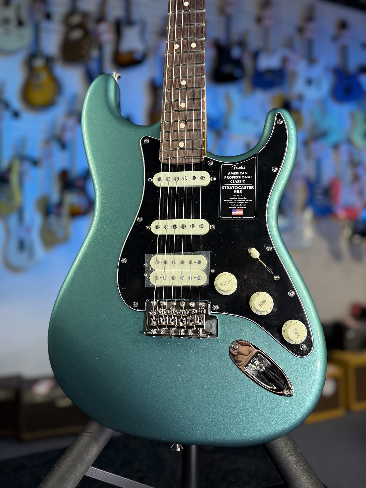 Fender American Professional Classic Stratocaster HSS Electric Guitar - Faded Sherwood Green Metallic GET PLEK'D! 186