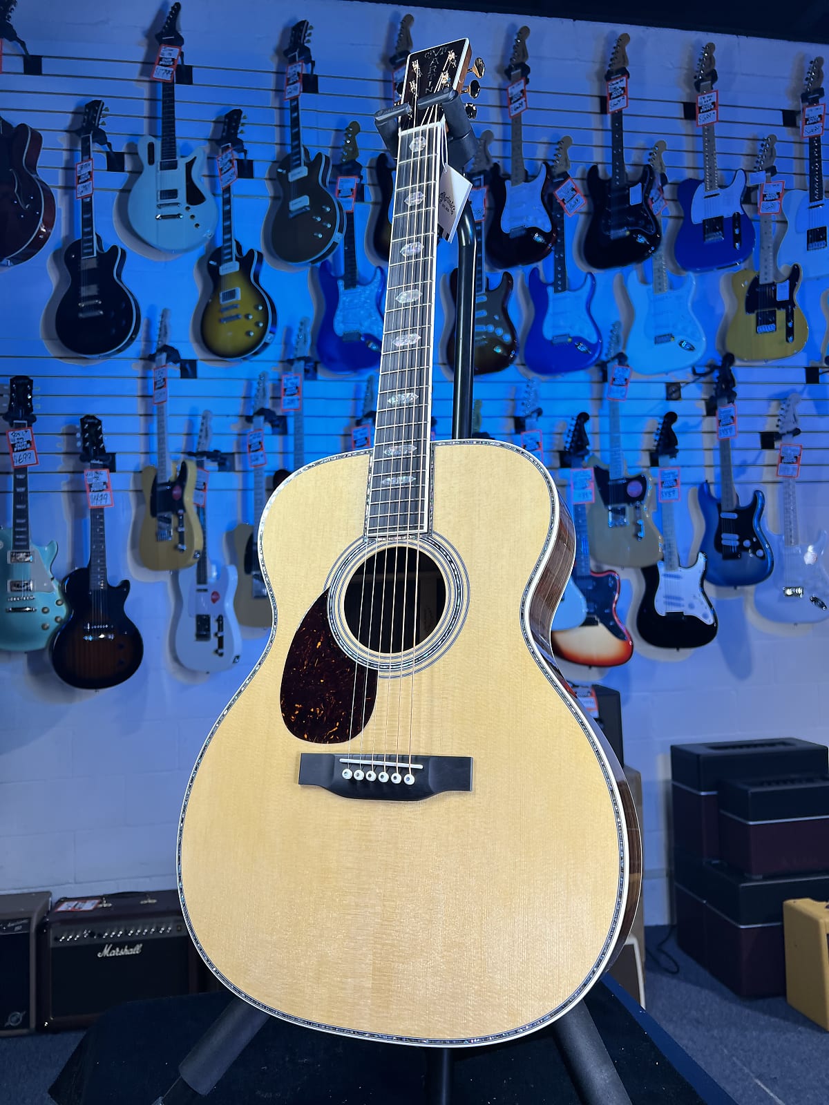 Martin OM-45 Left-Handed Standard Series Acoustic Guitar OM45L - Natural with Aging Toner, Get Plek'd Free 987