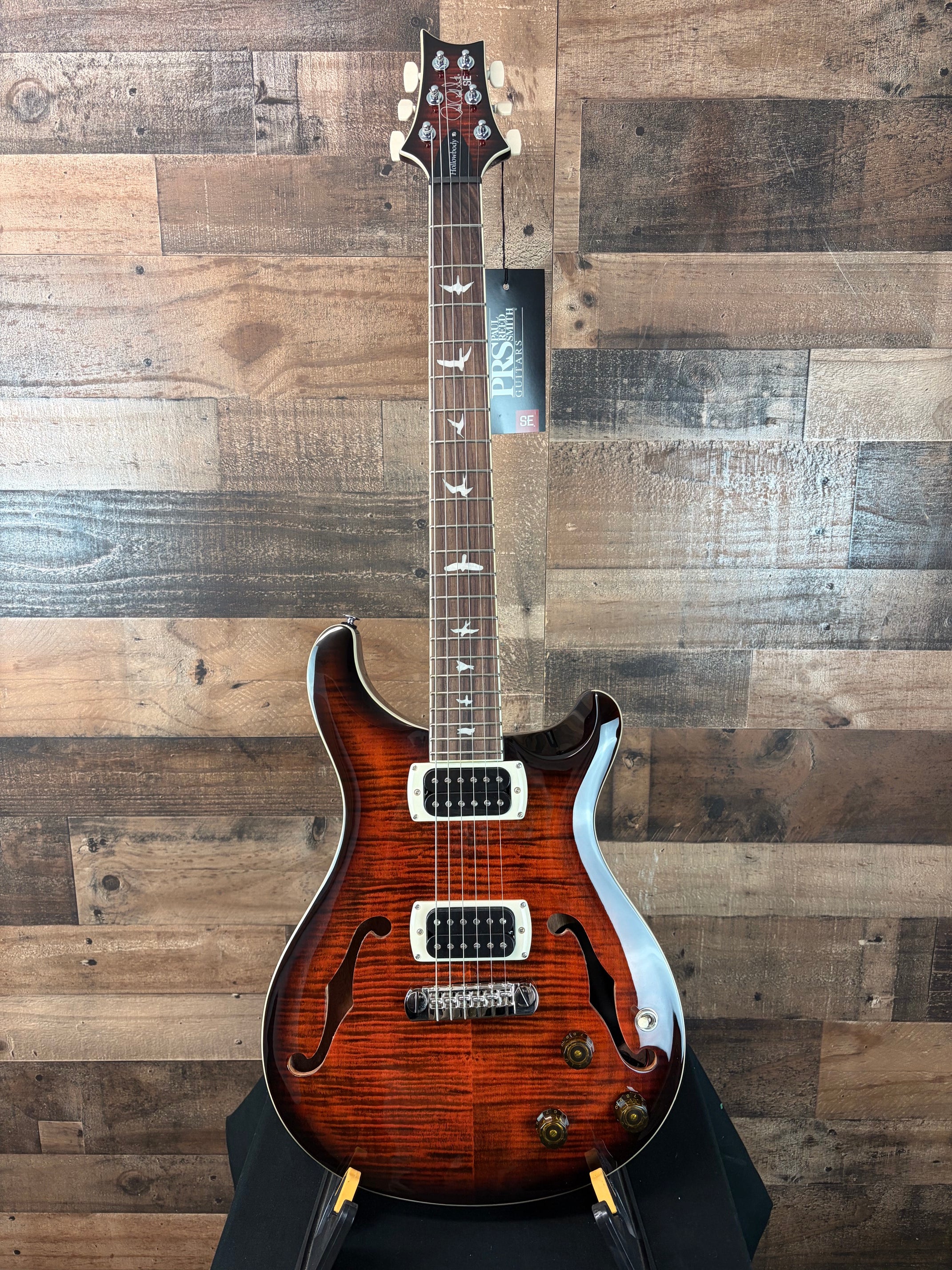 PRS SE Flat Back Hollowbody I Piezo Orange Tiger Smokeburst