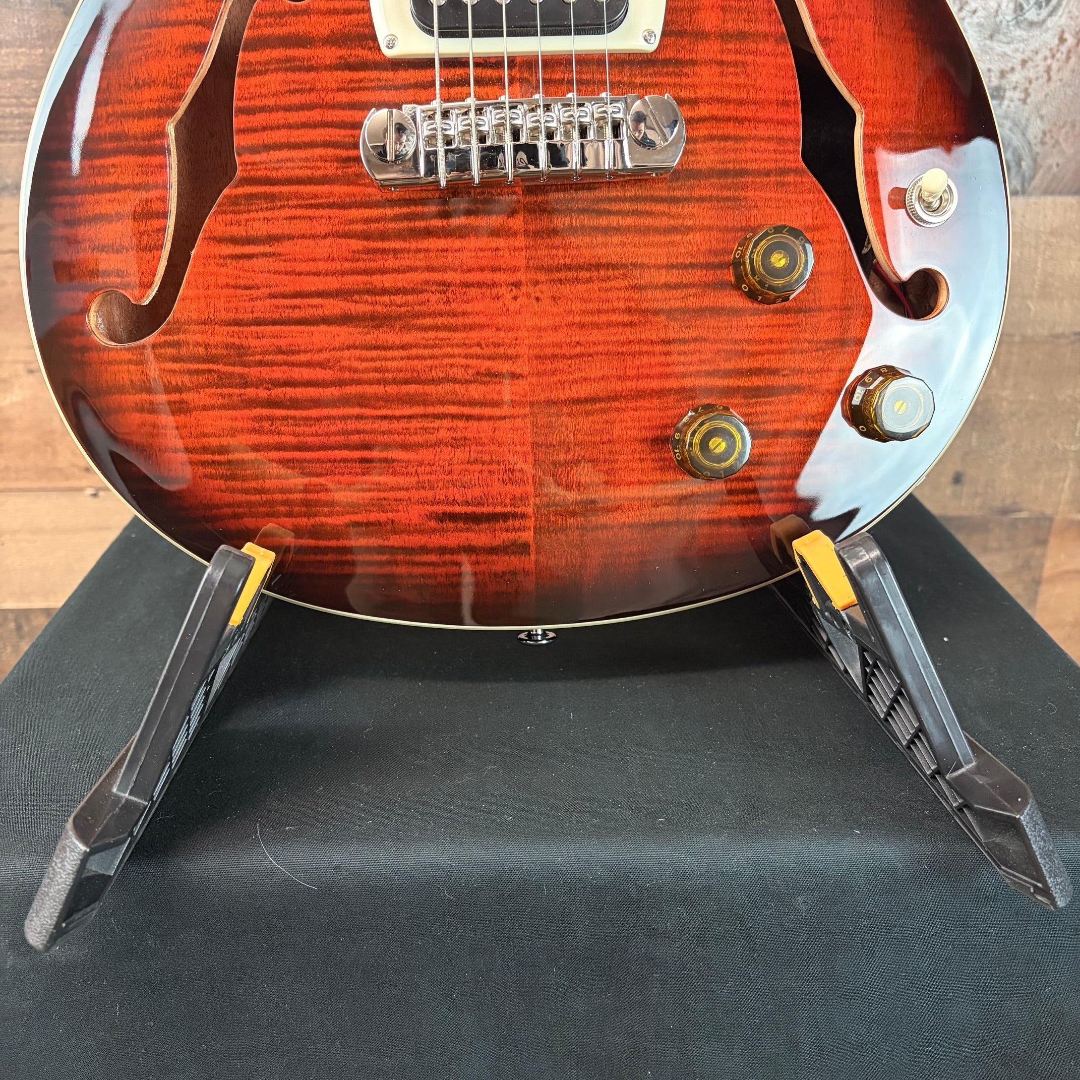 PRS SE Flat Back Hollowbody I Piezo Orange Tiger Smokeburst