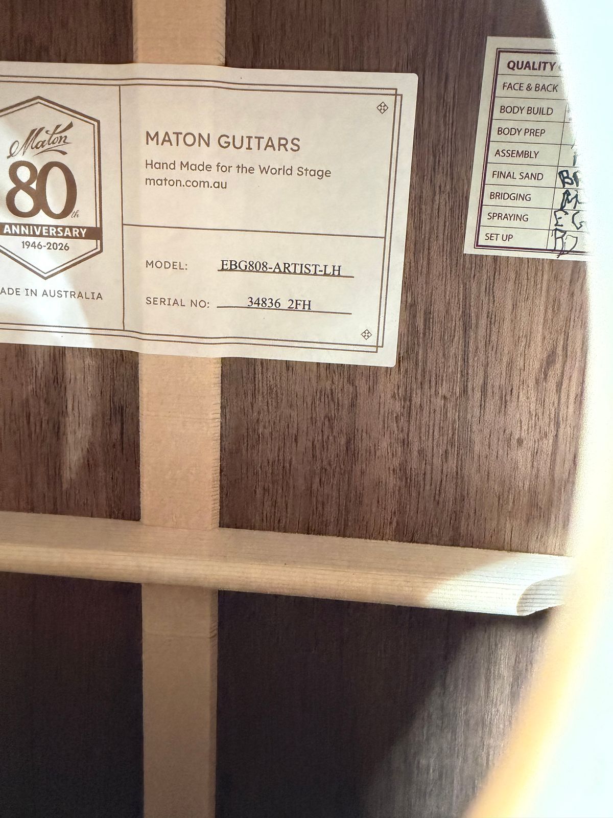 Maton EBG808 Artist Left Handed Natural