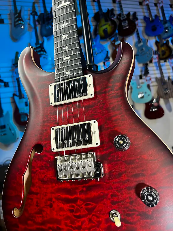 PRS CE 24 Semi-Hollow Electric Guitar - Satin Fire Red Burst w/ Red Back, Ebony, 57/08 309 GET PLEK'D! 143