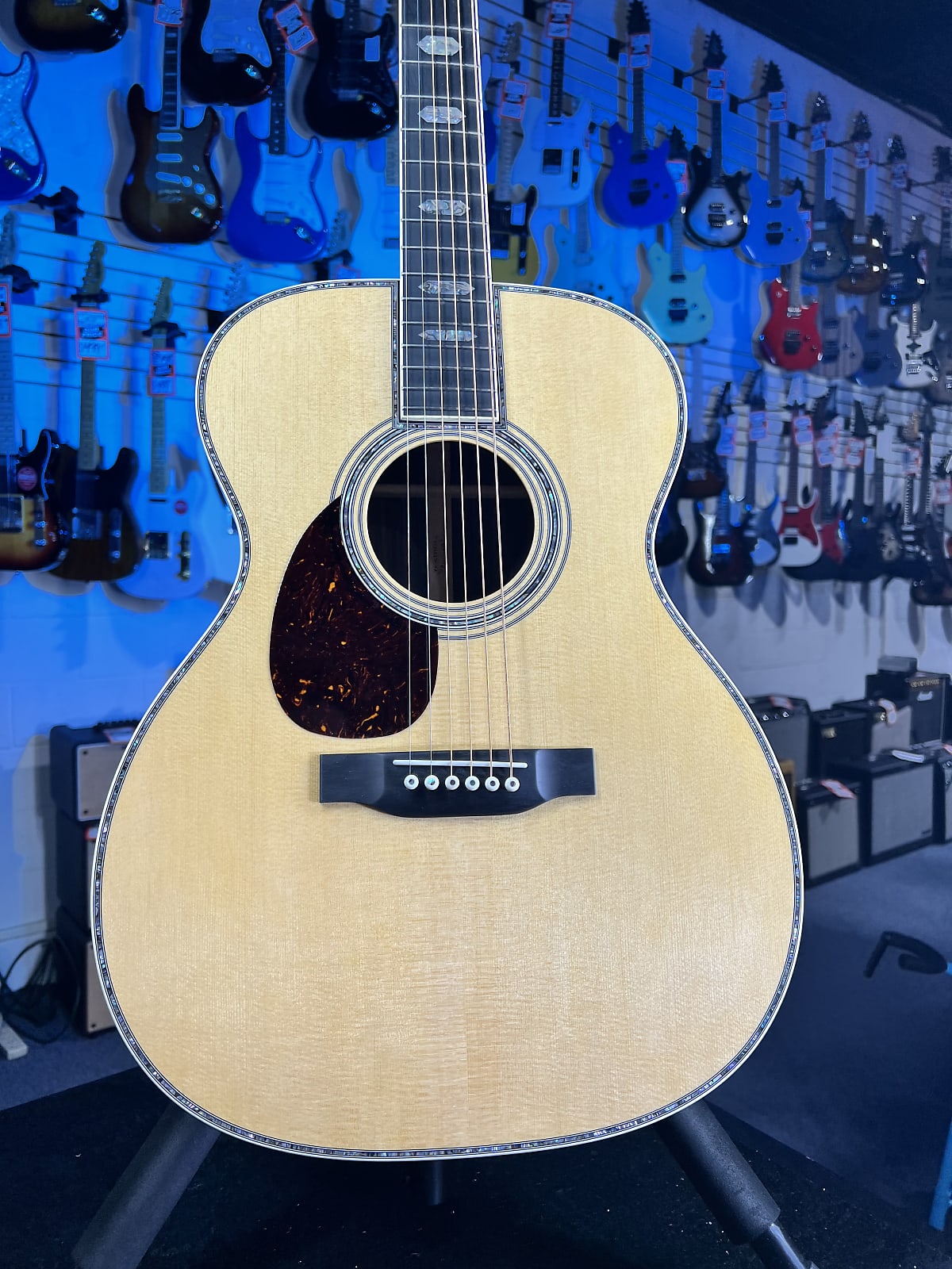 Martin OM-45 Left-Handed Standard Series Acoustic Guitar OM45L - Natural with Aging Toner, Get Plek'd Free 987