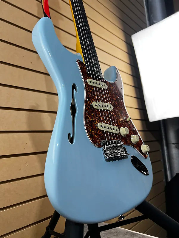 American Professional II Thinline Stratocaster Electric Guitar - Transparent Daphne Blue #035