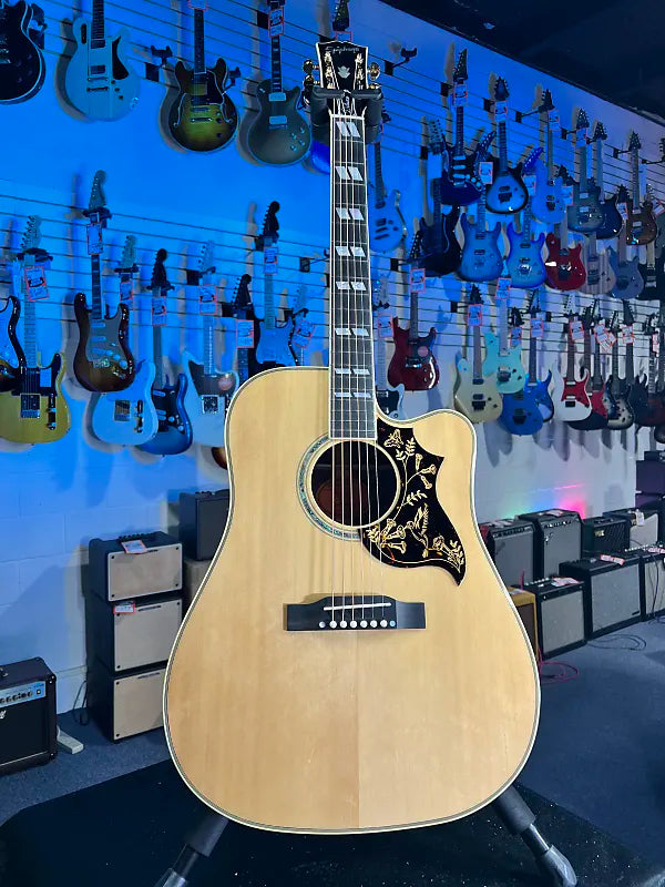 Epiphone Hummingbird Deluxe EC Acoustic-electric Guitar - Natural, w Soft Case, Get Plek'd Free! 162