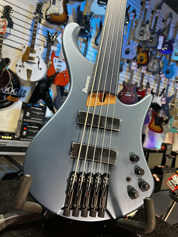 Ibanez Standard EHB1005F Fretless 5-string Bass Guitar - Arctic Ocean Matte 798 GET PLEK'D