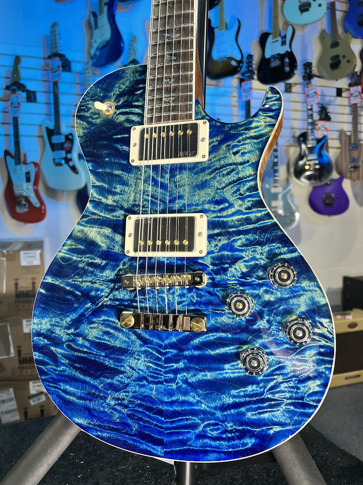 PRS Wood Library McCarty Singlecut 594, Quilt Top, River Blue, Ziricote Fingerboard, Paisley Case, Signature Dealer 454