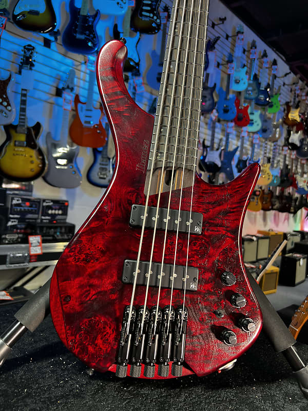 Ibanez EHB Ergonomic Headless 5-string Bass Guitar - Stained Wine Red Low Gloss  GET PLEK'D! 911