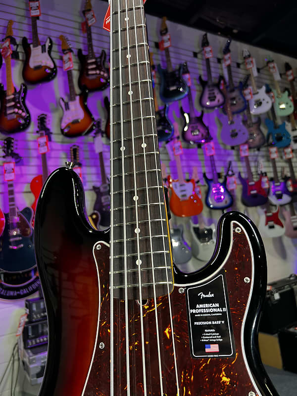 Fender American Professional II Precision Bass V - 3-color Sunburst with Rosewood Fingerboard Auth Dealer Free Ship! 608 *FREE PLEK WITH PURCHASE*!