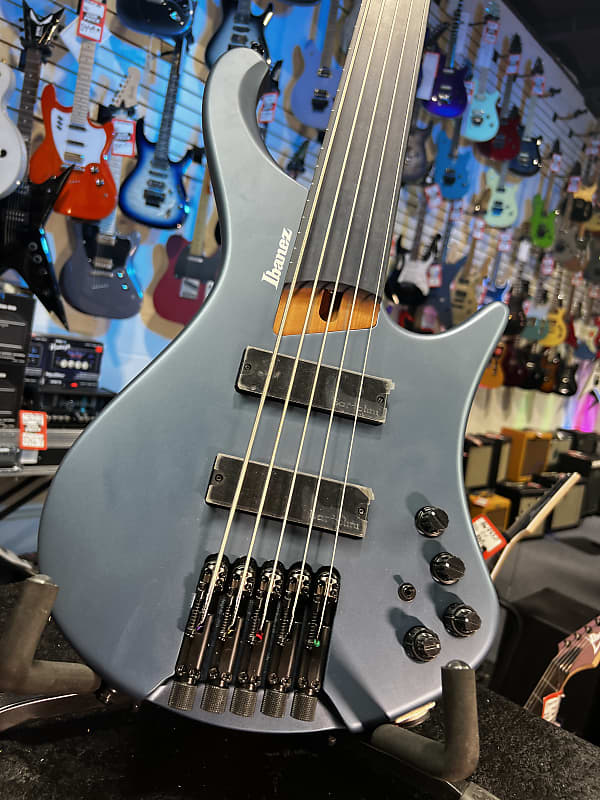 Ibanez Standard EHB1005F Fretless 5-string Bass Guitar - Arctic Ocean Matte 800 GET PLEK'D