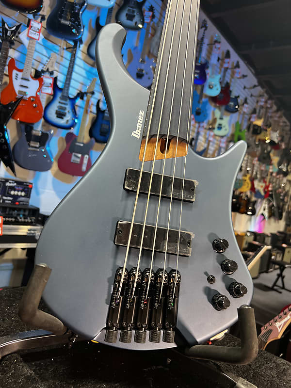 Ibanez Standard EHB1005F Fretless 5-string Bass Guitar - Arctic Ocean Matte 768 GET PLEK'D