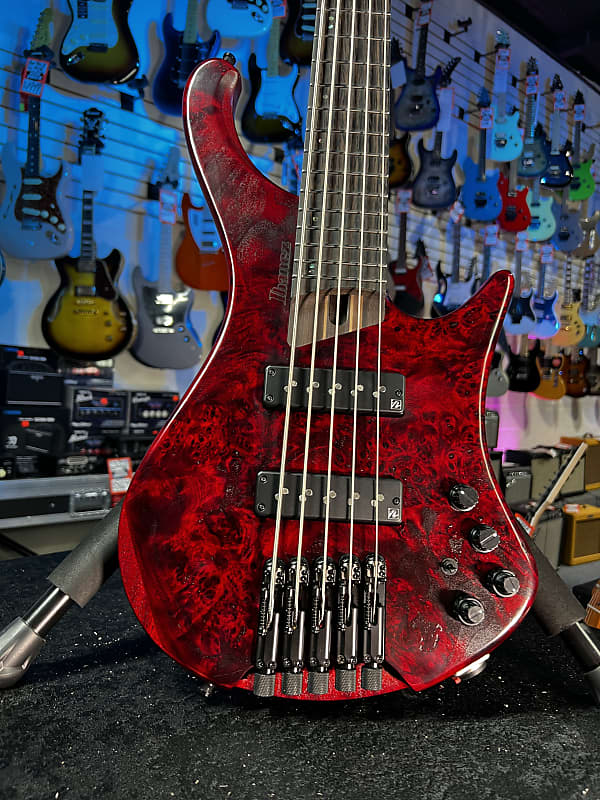 Ibanez EHB Ergonomic Headless 5-string Bass Guitar - Stained Wine Red Low Gloss  GET PLEK'D! 504