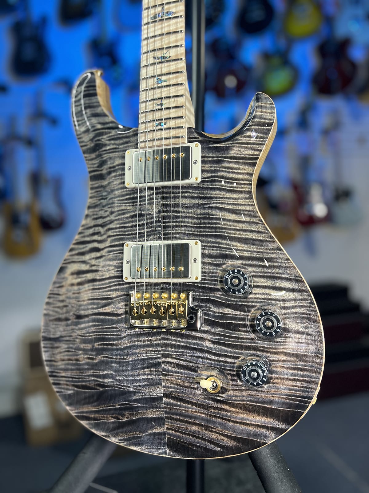 PRS Wood Library DGT 2025 - Charcoal, Flame Top, Swamp Ash, Maple Neck + Board, PRS Paisley Case 530