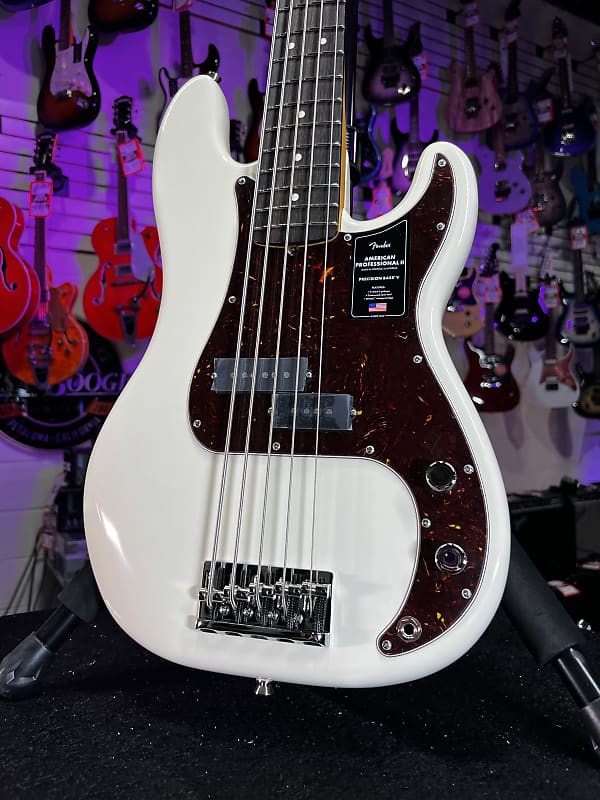 Fender American Professional II Precision Bass V - Olympic White with Rosewood Fingerboard Authorized Dealer Free Shipping! 796 GET PLEK’D!