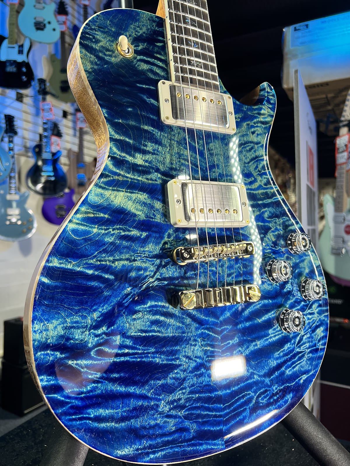 PRS Wood Library McCarty Singlecut 594, Quilt Top, River Blue, Ziricote Fingerboard, Paisley Case, Signature Dealer 454