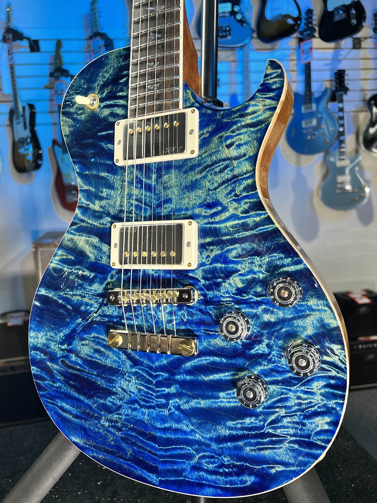 PRS Wood Library McCarty Singlecut 594, Quilt Top, River Blue, Ziricote Fingerboard, Paisley Case, Signature Dealer 454