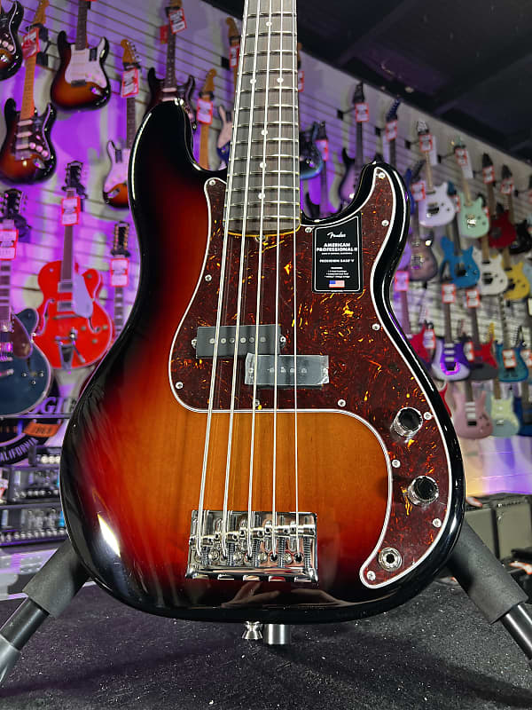 Fender American Professional II Precision Bass V - 3-color Sunburst with Rosewood Fingerboard Auth Dealer Free Ship! 608 *FREE PLEK WITH PURCHASE*!