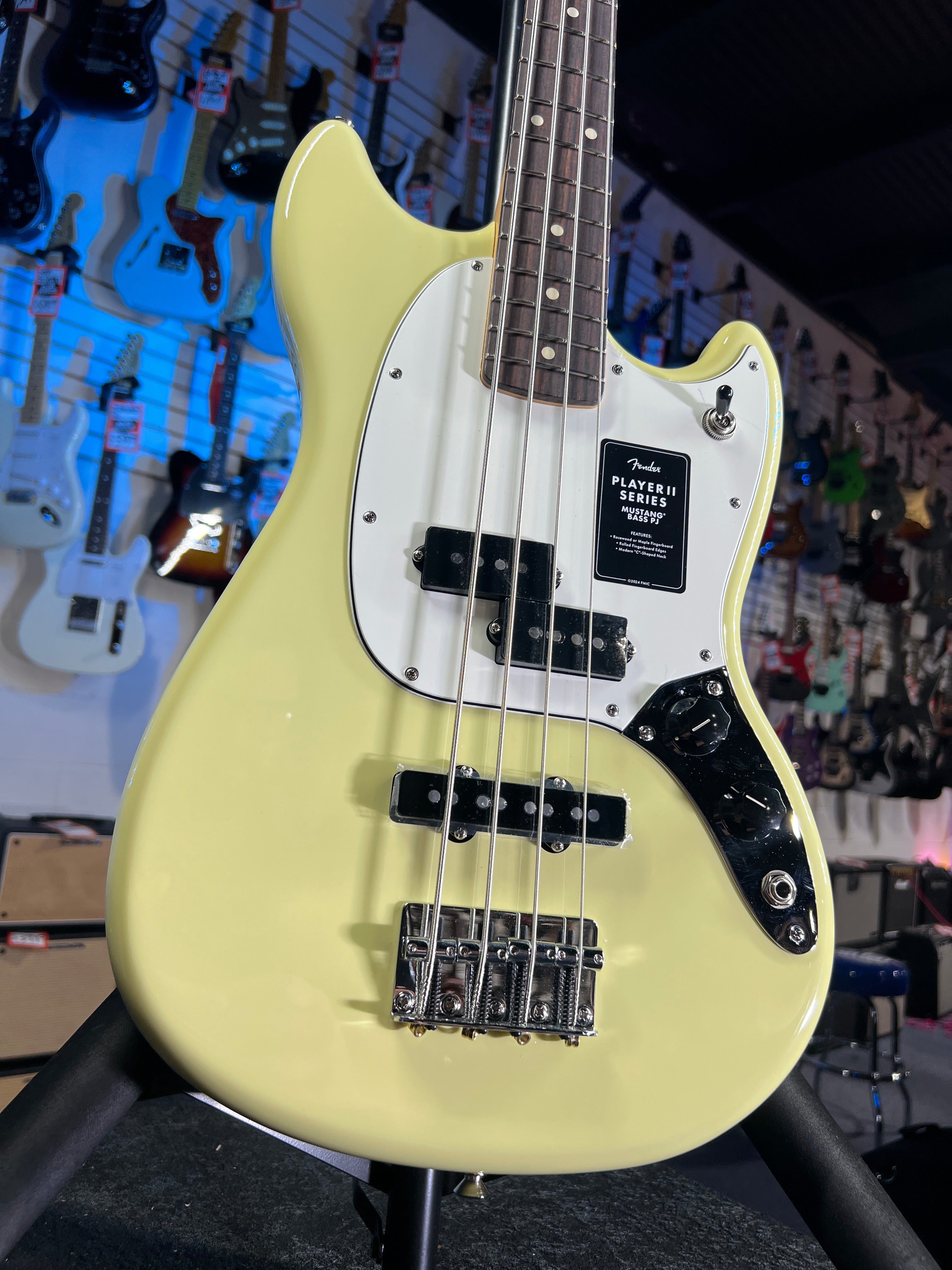 Fender Player II Mustang Bass PJ - Hialeah Yellow with Rosewood Fingerboard Auth Deal Free Ship! 073 GET PLEK’D!