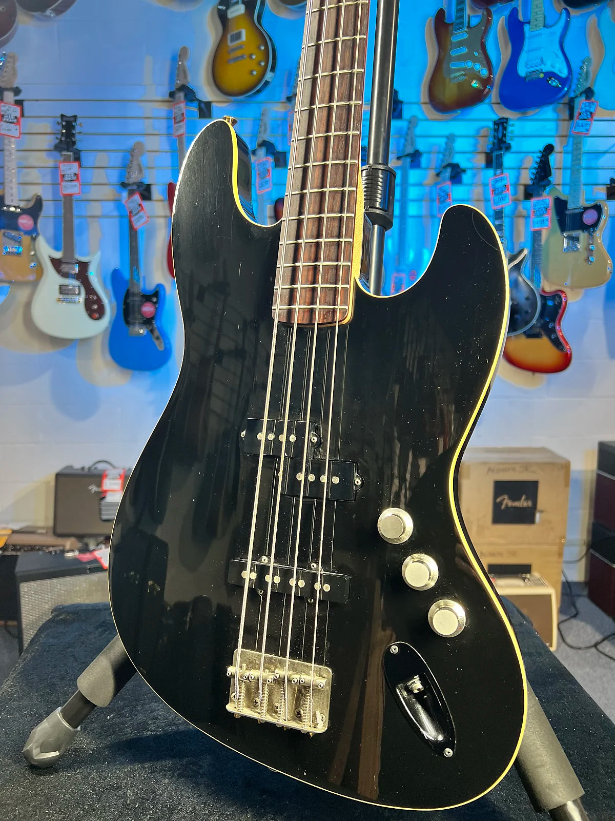 Used Fender AJB Aerodyne Jazz Bass - Black, Crafted in Japan, Plek'd!