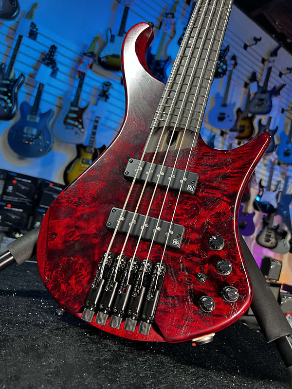 Ibanez EHB Ergonomic Headless 5-string Bass Guitar - Stained Wine Red Low Gloss  GET PLEK'D! 911