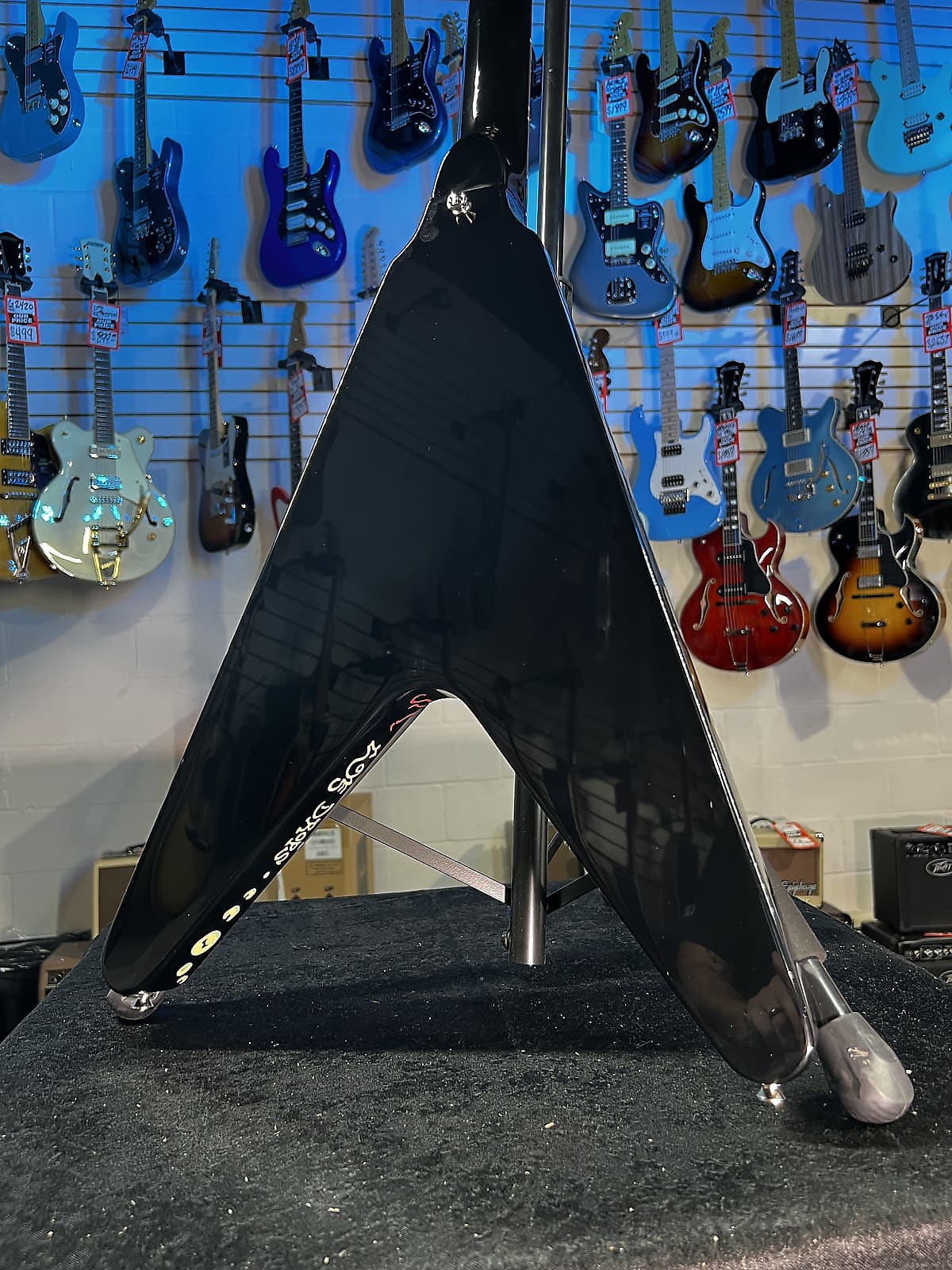 Epiphone Jimi Hendrix "Love Drops" Flying V Electric Guitar - Ebony - GET PLEK’D Free! 582