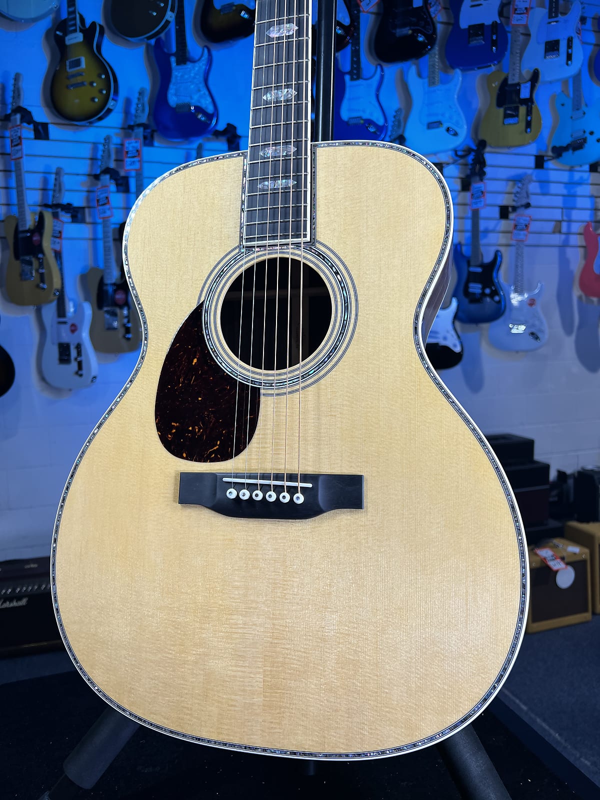 Martin OM-45 Left-Handed Standard Series Acoustic Guitar OM45L - Natural with Aging Toner, Get Plek'd Free 987