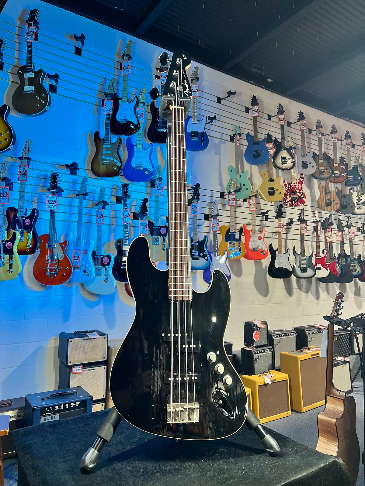 Used Fender AJB Aerodyne Jazz Bass - Black, Crafted in Japan, Plek'd!