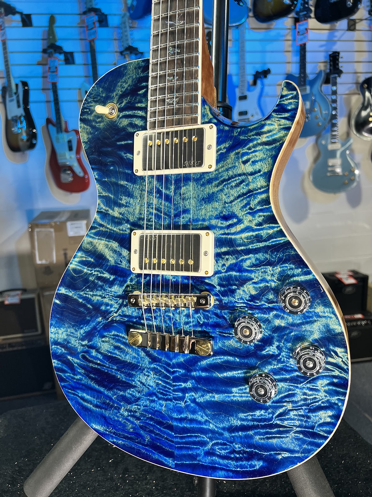 PRS Wood Library McCarty Singlecut 594, Quilt Top, River Blue, Ziricote Fingerboard, Paisley Case, Signature Dealer 454