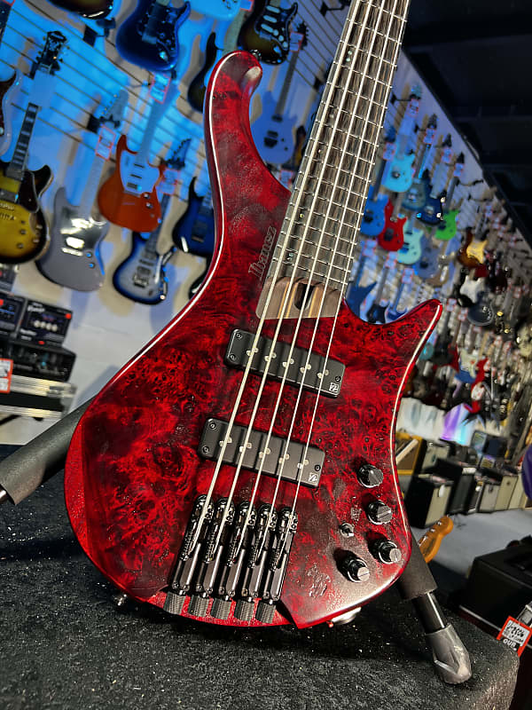 Ibanez EHB Ergonomic Headless 5-string Bass Guitar - Stained Wine Red Low Gloss  GET PLEK'D! 504