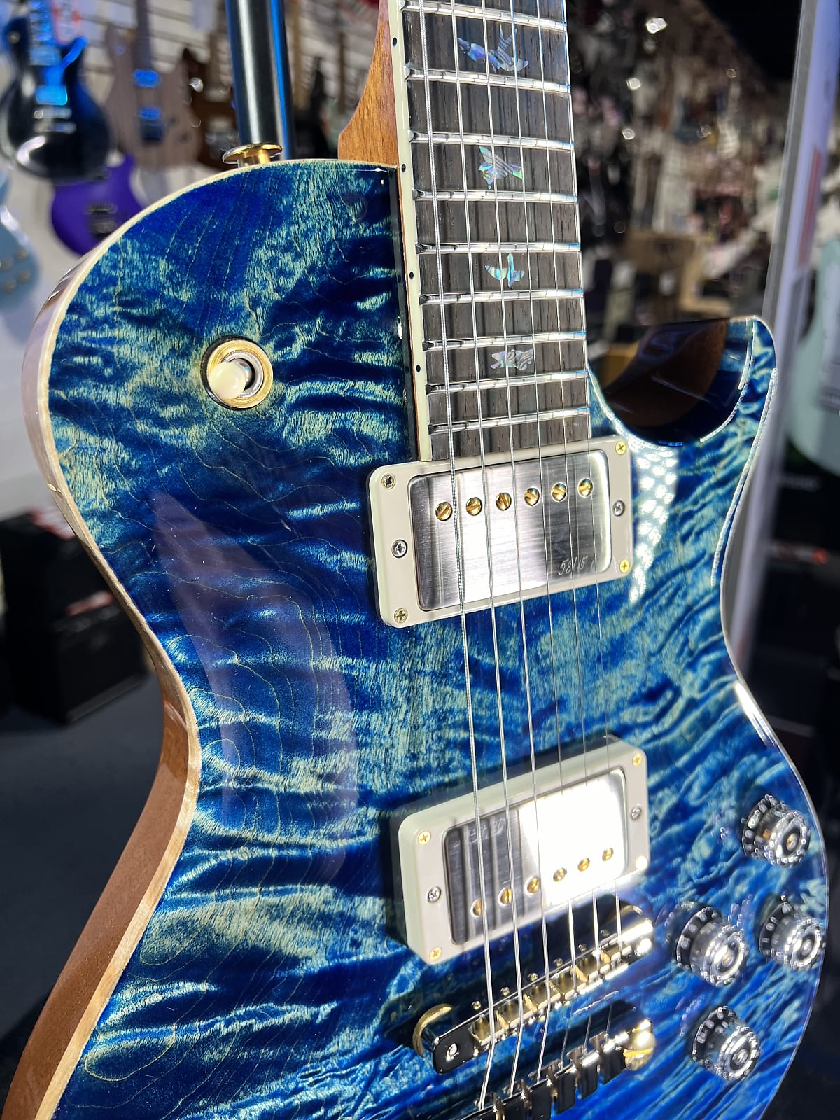 PRS Wood Library McCarty Singlecut 594, Quilt Top, River Blue, Ziricote Fingerboard, Paisley Case, Signature Dealer 454