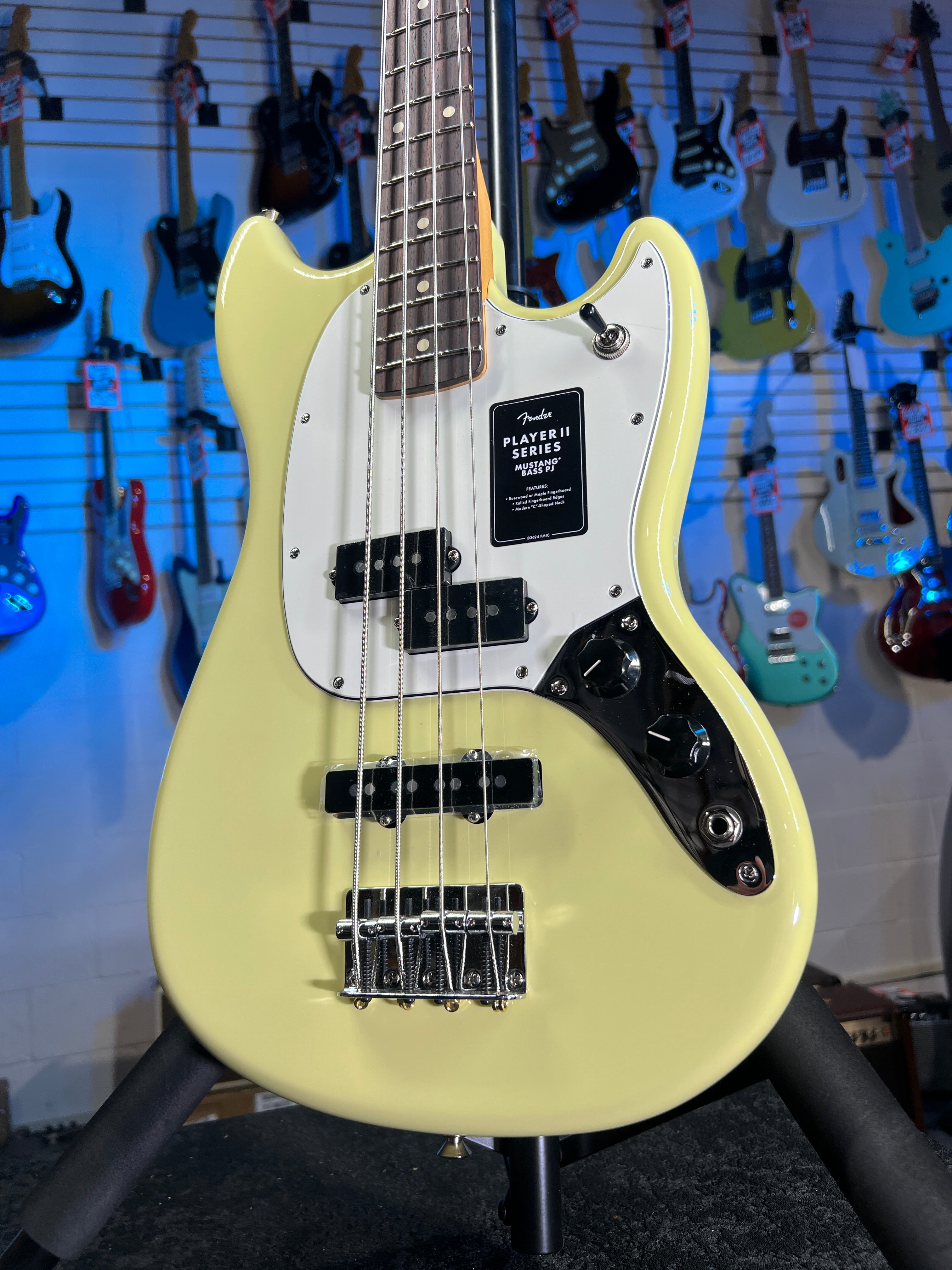 Fender Player II Mustang Bass PJ - Hialeah Yellow with Rosewood Fingerboard Auth Deal Free Ship! 073 GET PLEK’D!
