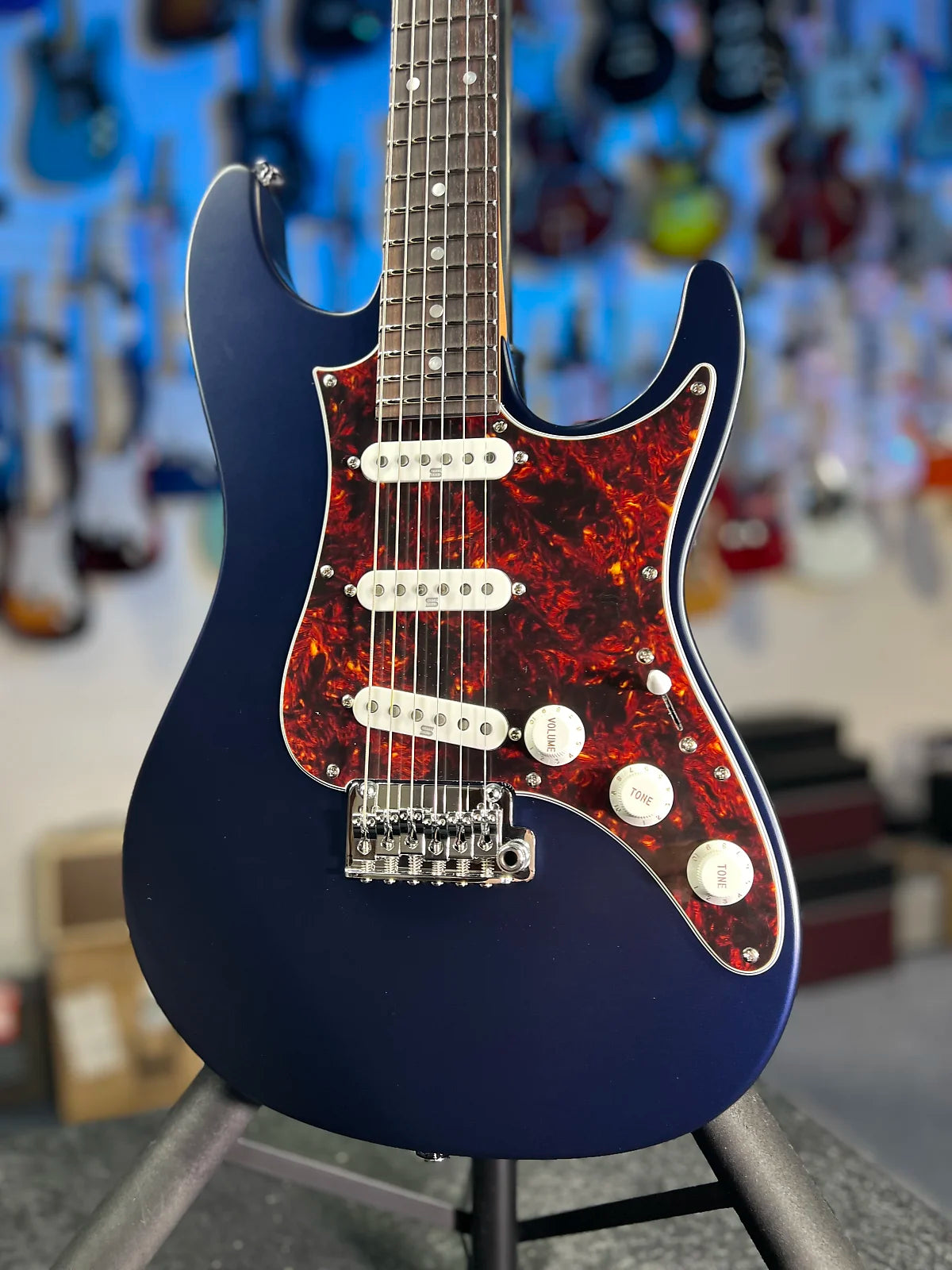 Ibanez Prestige AZ2203N Electric Guitar - Dark Tide Blue Flat with Ibanez Case, Get Plek'd! 047